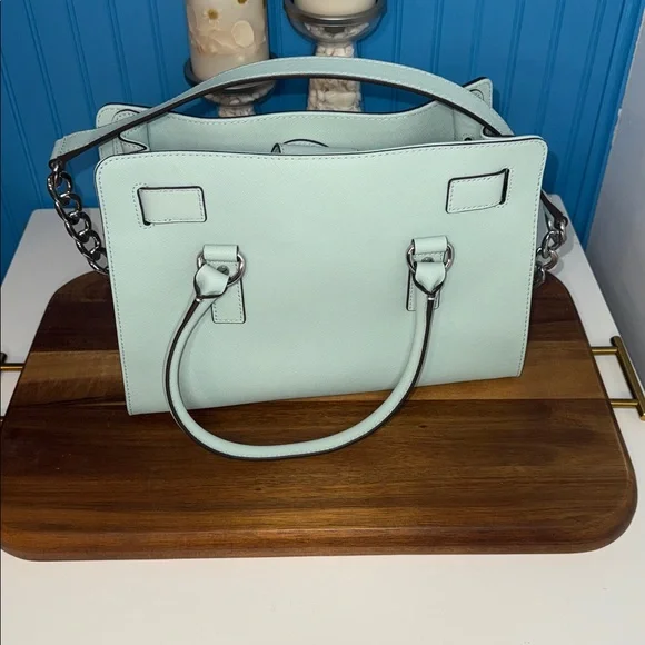 NWOT Authentic Michael Kors Hamilton East West Celadon Satchel - Picture 2 of 13